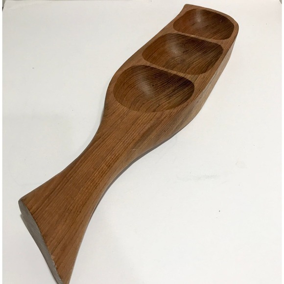 Vintage MCM Teak Leaf Serving Tray - Picture 2 of 7